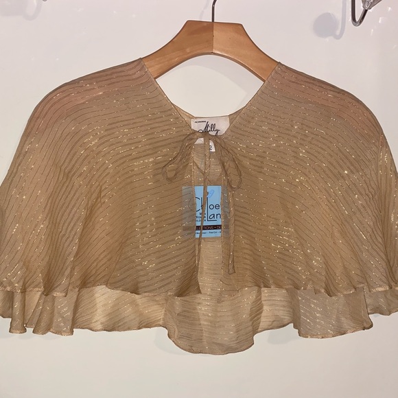 NWT $250 MILLY of NEW YORK Golden Nude Glittered Chiffon Cami Caplet 2 - Picture 4 of 5